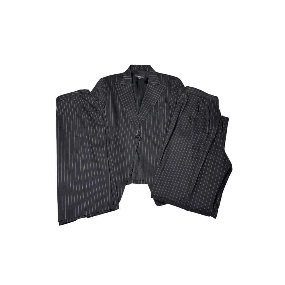 Zanella Pinstripe Suit 3-pc Set Linen Blend Blazer Pants Womens 6 Made in Italy